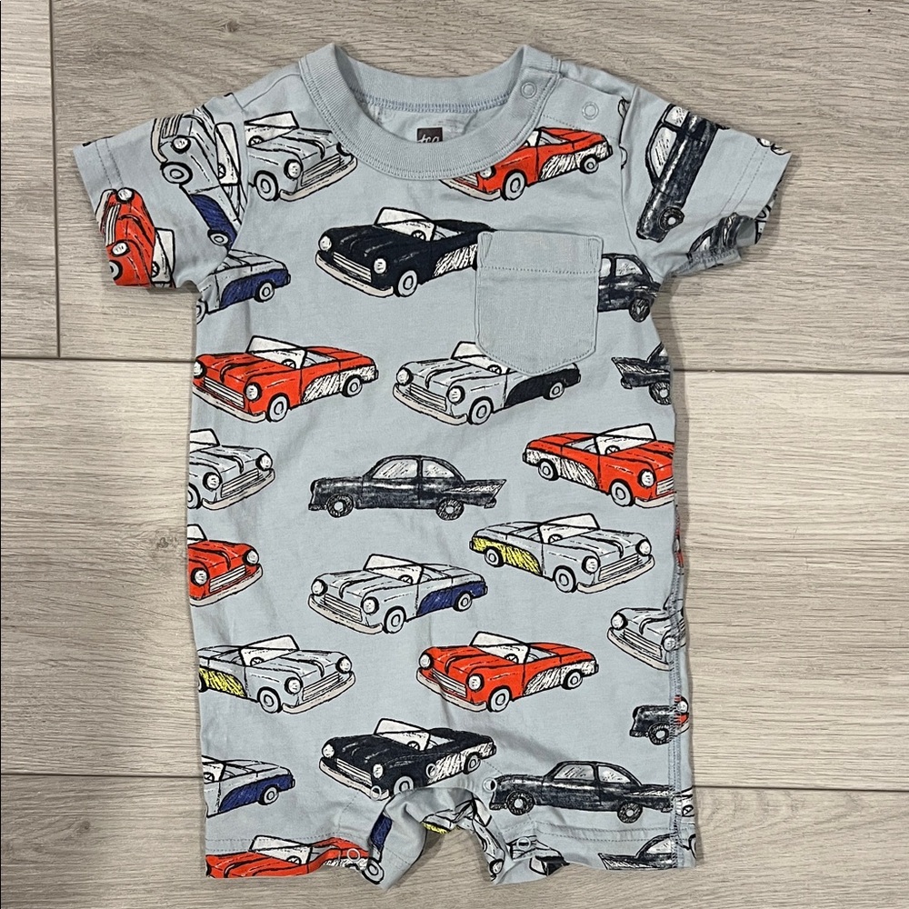 Tea Collection Multicolor Car Print Romper